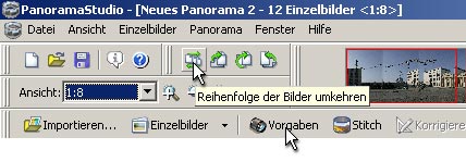 Wenn nötig Reihenfolge der Bilder umkehren!