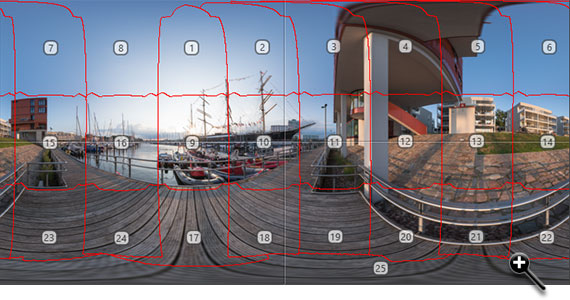 Winkelschritte bzw Schrittweite 45° horizontal und 60° vertikal