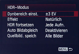Screenshot HDR-Modus Dynbereich einst.