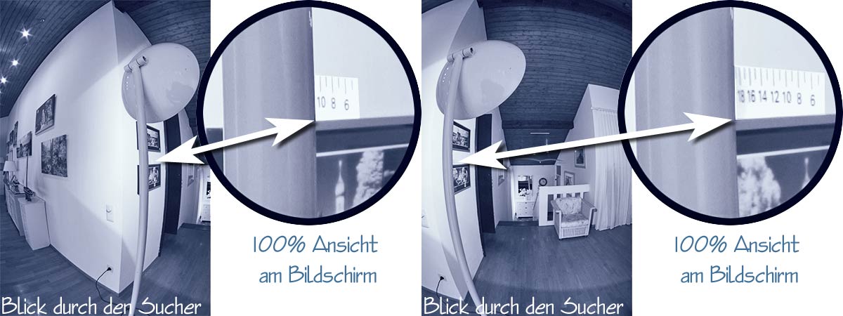 Die richtige Position der oberen Klemmplatte ist noch nicht gefunden: Verschiebung zwischen Vorder- und Hintergrund beim Rechtsschwenk