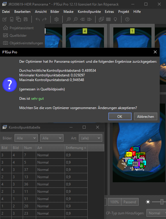 Screenshot PTGui Optimierer