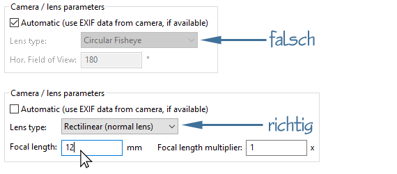 PTGui Lens Parameters beim Sony FE 12-24mm 4 G