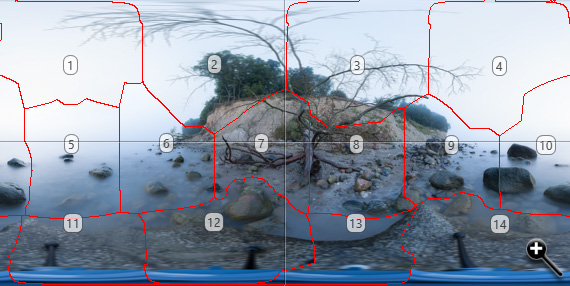 Winkelpositionen der Einzelbilder beim Nebelpanorama