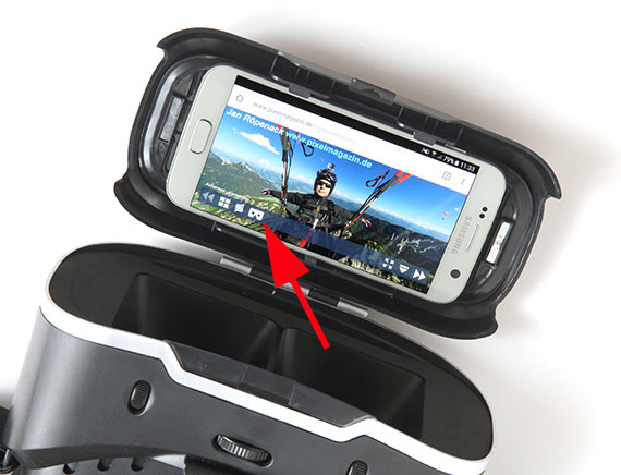 Zum Starten das VR-Headset Symbol touchen