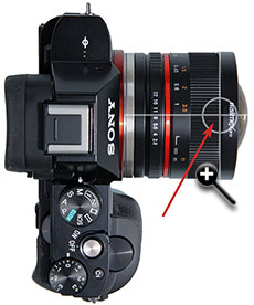 Die Lage der Eintrittspupille, NoParallax Point, Nodalpunkt beim Walimex 2,8/8mm Pro II Fisheye