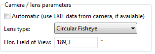 PTGui Lens parameters beim Walimex Fisheye