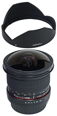 Walimex 8/3,5 Fisheye Pro II mit abnehmbarer Gegenlichtblende